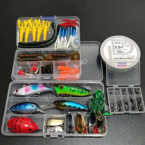 kit-para-pesca-com-164-pecas-linha-anzol-e-iscas-artificiais