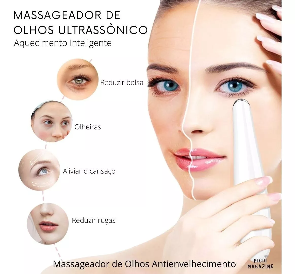 Massageador Facial Com Vibração Para Olheiras - Stony Shop