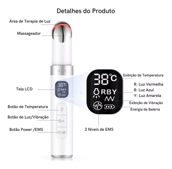 Massageador Facial Com Vibração Para Olheiras - Stony Shop