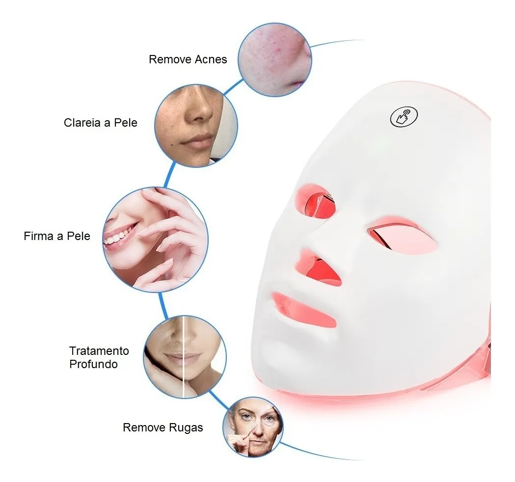 Máscara LED Profissional 7 Cores Rejuvenescimento e Spa Facial mascara-facial-led
